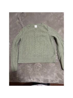 Women's Hippie Rose Green Cable Knit Crew Neck Sweater M